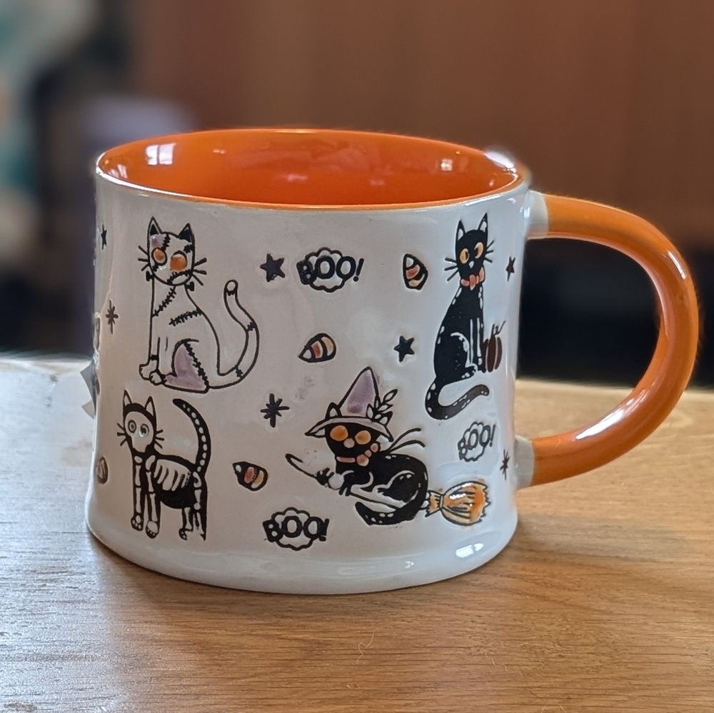 Orange and White Halloween Cat Mug